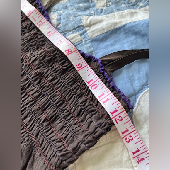 Y2K Dynamite Womens Brown Mocked Embroidered Fairy Top Ribbon Straps Medium - Picture 9 of 10